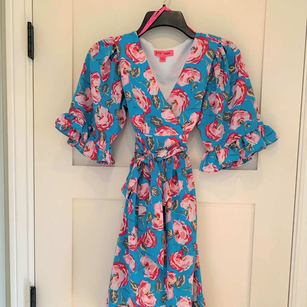 BETSY JOHNSON PINK BLUE FLORAL DRESS